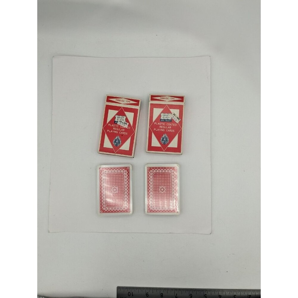 Vintage Best-Ever PLAYING CARDS 2 Red Regular Decks 701880 Hong Kong SEALED